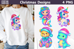 Iridescent Christmas Clipart | Rainbow Christmas Sublimation Product Image 1