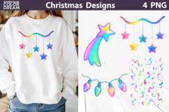 Iridescent Christmas Bundle | Rainbow Christmas Clipart Product Image 5