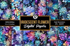 Iridescent Flowers Seamless Pattern Digital Papers Product Image 1