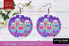 Iridescent Ghost Halloween Round Earrings Spooky Season PNG Product Image 1