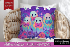 Iridescent Ghost Halloween Pillow Sublimation Spooky Season Product Image 1