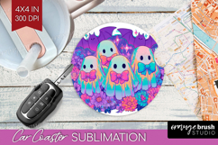 Iridescent Ghost Halloween Car Coaster Spooky Season Coaster Product Image 1