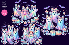 Iridescent Halloween Ghost Holographic Neon Glow Boo Png Product Image 1