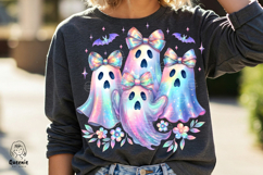 Iridescent Halloween Ghost Holographic Neon Glow Boo Png Product Image 3