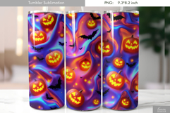 Halloween Neon Iridescent Pumpkin Tumbler Sublimation Product Image 1