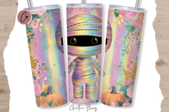 Iridescent Mummy Halloween Tumbler Wrap PNG Product Image 1