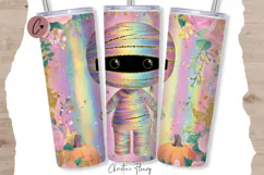 Iridescent Mummy Halloween Tumbler Wrap PNG Product Image 1