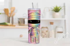 Iridescent Mummy Halloween Tumbler Wrap PNG Product Image 2