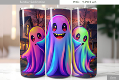 Halloween Neon Iridescent Ghost Tumbler Sublimation Product Image 1