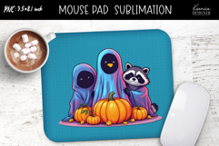 Rainbow Holographic Ghosts Raccoon Halloween Mouse Pad Product Image 1