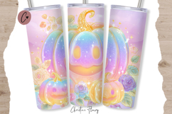 Iridescent Jack o Lantern Halloween Tumbler Wrap PNG Product Image 1