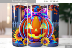Halloween Neon Iridescent Pumpkin Tumbler Sublimation Product Image 1