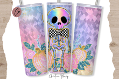 Iridescent Skeleton Halloween Tumbler Wrap PNG Product Image 1