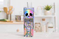 Iridescent Skeleton Halloween Tumbler Wrap PNG Product Image 2