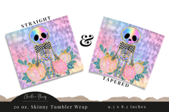 Iridescent Skeleton Halloween Tumbler Wrap PNG Product Image 3