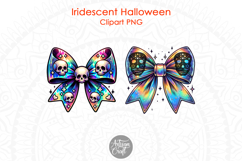 Iridescent Halloween coquette bow, sublimation designs Product Image 1