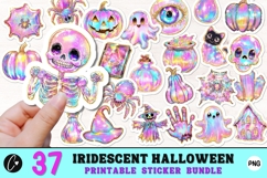 37 Iridescent Halloween Sticker Bundle PNG Product Image 1