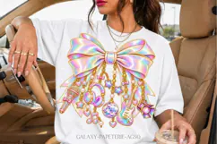 Iridescent Music Bow PNG with Guitar and Disco Ball Charms Product Image 2