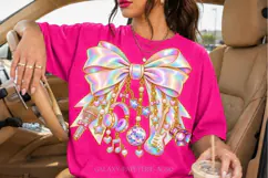 Iridescent Music Bow PNG with Guitar and Disco Ball Charms Product Image 5
