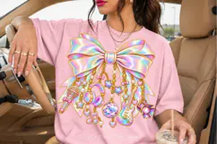 Iridescent Music Bow PNG with Guitar and Disco Ball Charms Product Image 4