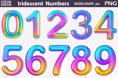 Iridescent Balloon Numbers PNG | Festive Number Clipart Product Image 1