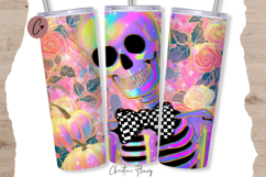Iridescent Halloween Skeleton Tumbler Wraps PNG Product Image 2