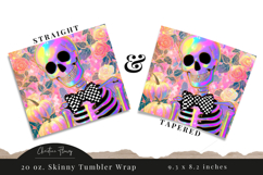 Iridescent Halloween Skeleton Tumbler Wraps PNG Product Image 6
