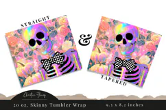 Iridescent Halloween Skeleton Tumbler Wraps PNG Product Image 6