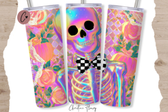 Iridescent Halloween Skeleton Tumbler Wraps PNG Product Image 3