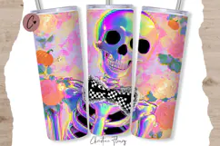 Iridescent Halloween Skeleton Tumbler Wraps PNG Product Image 5