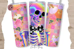Iridescent Halloween Skeleton Tumbler Wraps PNG Product Image 2