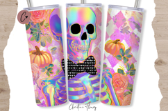 Iridescent Halloween Skeleton Tumbler Wraps PNG Product Image 3
