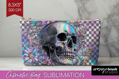 Iridescent Skull Halloween Cosmetic Bag Spooky Season Makeup Product Image 1