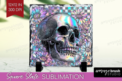 Iridescent Skull Halloween Slate PNG Spooky Season Square Product Image 1