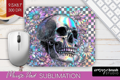 Iridescent Skull Halloween Mouse Pad Sublimation Spooky PNG Product Image 1