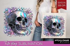 Iridescent Skull Halloween Tote Bag Spooky Season Tote Bag Product Image 1