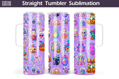 Iridescent Halloween Characters Tumbler | Spooky Ghost Product Image 1