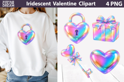 Iridescent Valentine Clipart | Valentines day Sublimation Product Image 1
