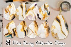 Earring teardrop sublimation watercolor ink gold liquid Product Image 1