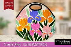Iris Modern Floral Lunch Bag Sping Flower Lunch Bug PNG Product Image 1