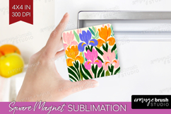 Iris Modern Floral Magnet Sublimation Sping Flower Square Product Image 1