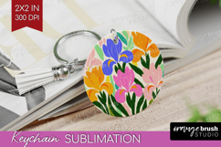 Iris Modern Floral Keychain PNG Sping Flower Keychain Product Image 1
