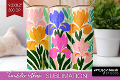 Iris Modern Floral Tumbler Wrap Sping Flower Tumbler PNG Product Image 1