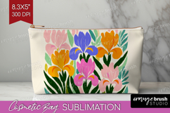 Iris Modern Floral Cosmetic Bag Sping Flower Makeup Bag PNG Product Image 1