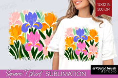 Iris Modern Floral Square Tshirt Background Sping Flower PNG Product Image 1
