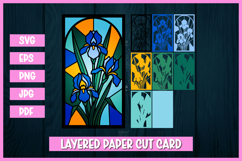8 Layered Stained Glass Floral Cards SVG | 3D Paper Cut Product Image 3