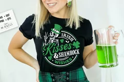 Irish kisses and shamock wishes svg, Patrick skeleton svg Product Image 2