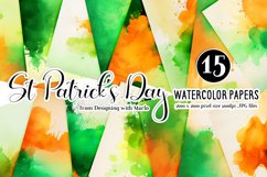 Green and Orange Watercolor Backgrounds, St Patrick&#039;s Day Product Image 1