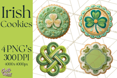 St Patrick’s Day Cookies Clipart, Shamrock Cookie PNG Product Image 1