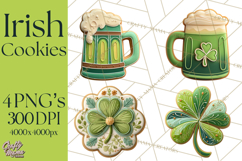 St Patrick’s Day Cookies Clipart, Shamrock Cookie PNG Product Image 1